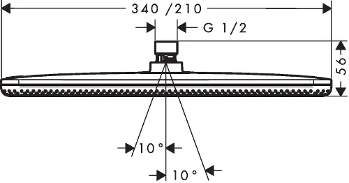Dimensions of the overhead shower.