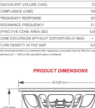 Product dimensions diagram