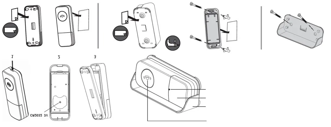 Transmitter battery replacement and mounting steps.