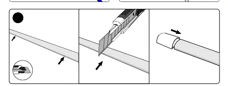 Cutting the lightstrip at marked points.