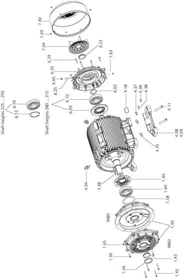 Exploded view of the motor assembly