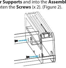 Attaching the riser supports to the monitor stand using screws.