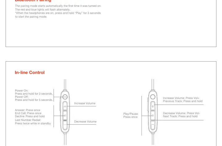 In-line control button functions