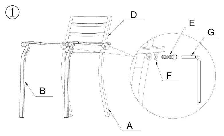Step 1: Attaching side frames to backrest