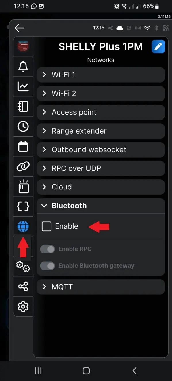 Enabling the Bluetooth gateway function in the app
