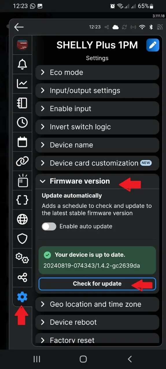 Checking for firmware updates