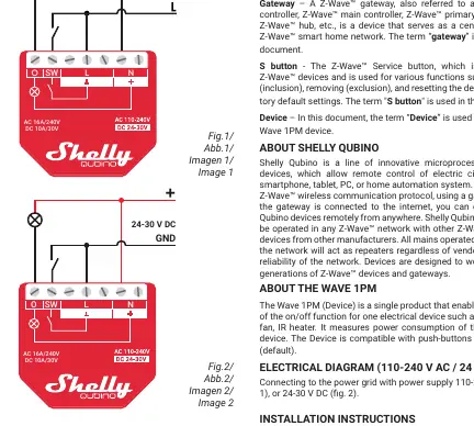 Wiring diagrams for AC (Fig 1) and DC (Fig 2) power supplies.