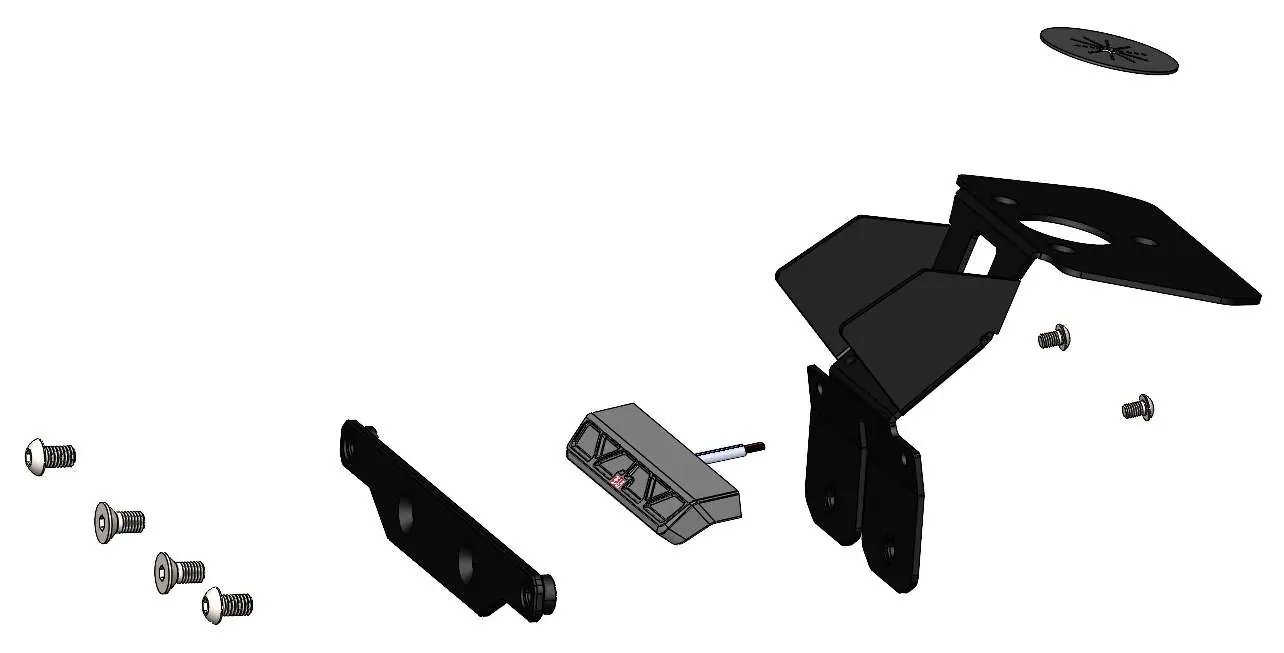 Assembly diagram showing the components and hardware order.
