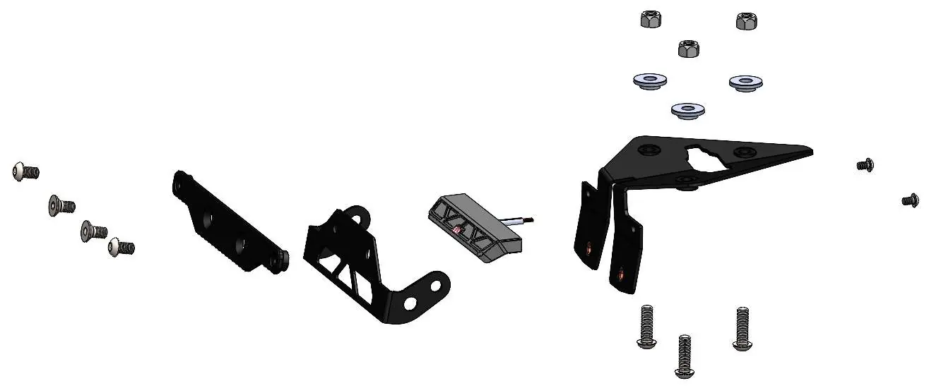 Assembly Diagram showing component stacking and hardware placement.