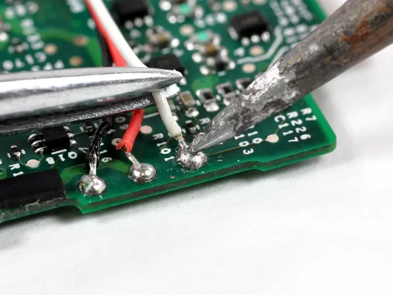 Desoldering battery leads