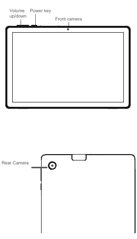 Alcatel 1T10 Smart Tablet layout showing buttons and cameras.