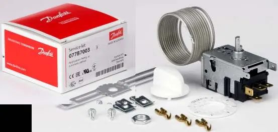 Contents of a typical Danfoss Service Thermostat kit