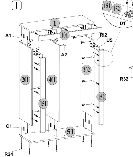 Diagram I: Frame assembly