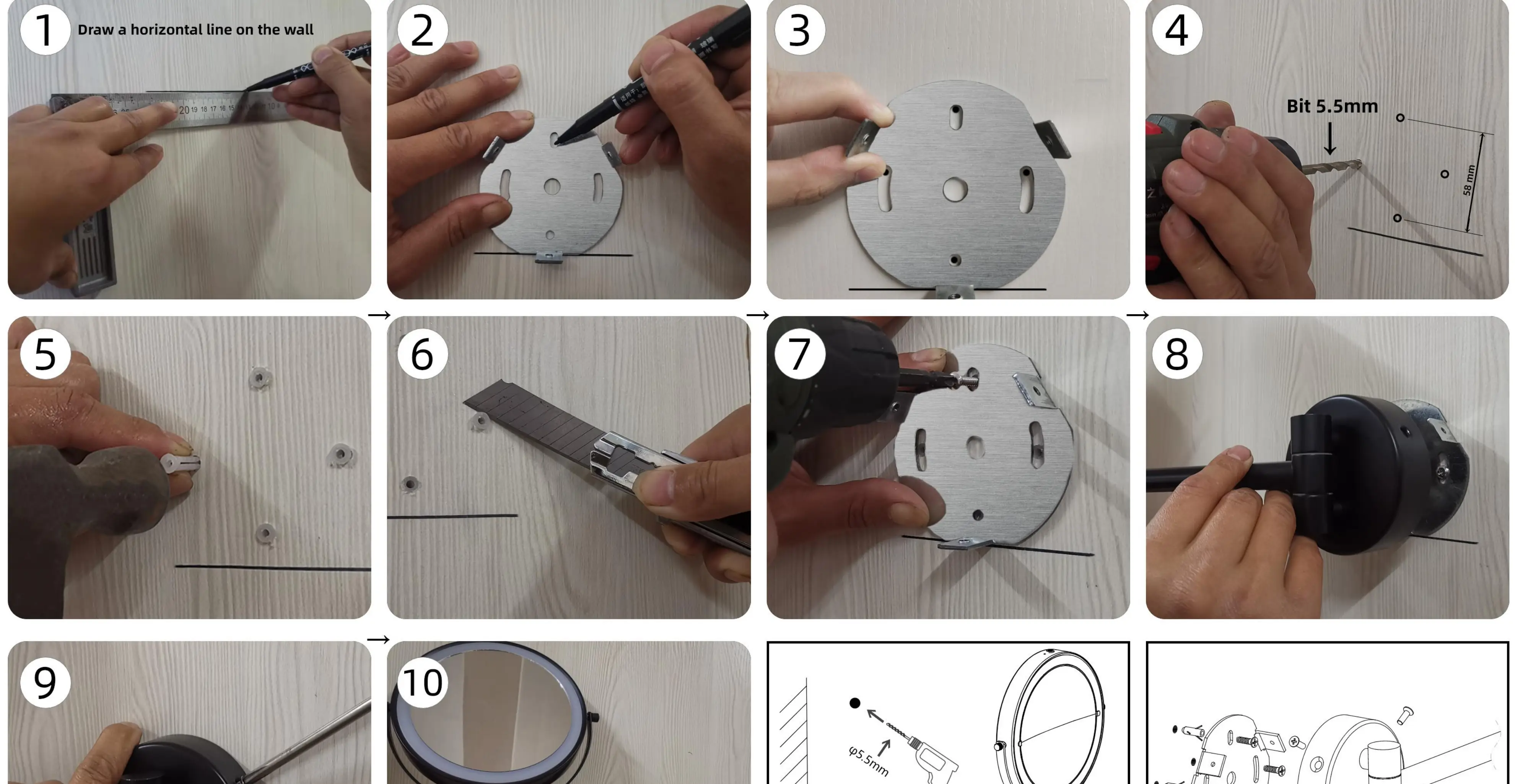 Installation procedure steps 1-10