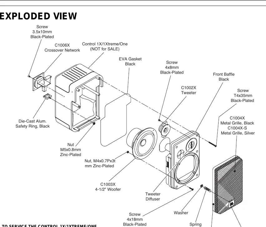 Exploded view of the speaker assembly