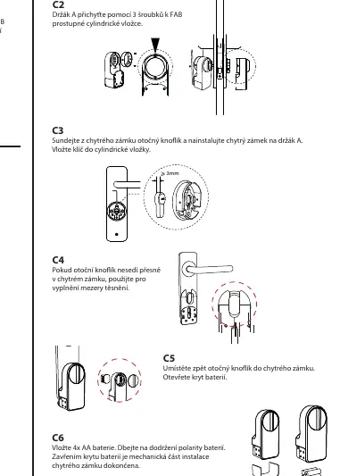 Cylinder lock installation steps (Method C)