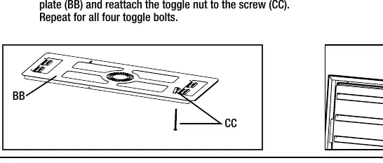 Installing toggle bolts.