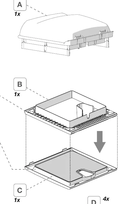 Exploded view of the Vent 28 F components