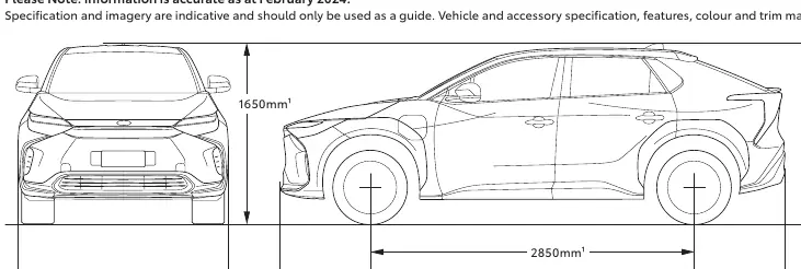 Toyota bZ4X vehicle dimensions diagram
