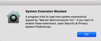 System Extension Blocked alert
