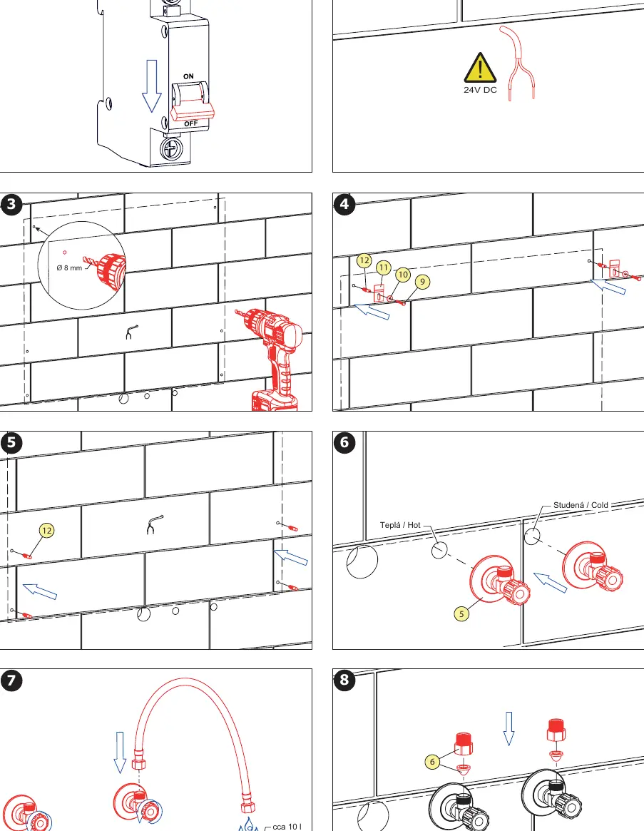 Installation steps 1-8