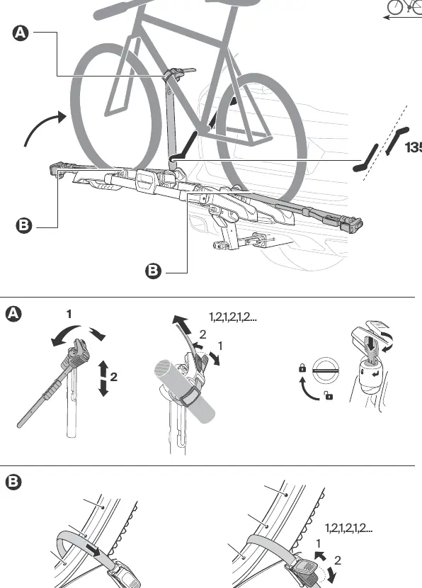 Securing the bike to the rack.