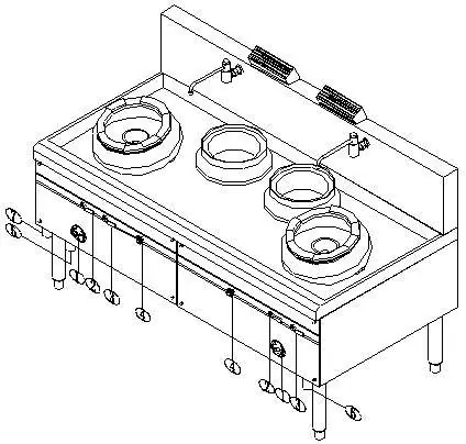 Diagram of the gas stove components