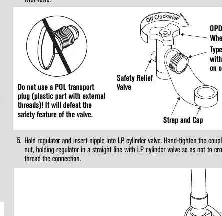 Connecting the regulator to the LP cylinder
