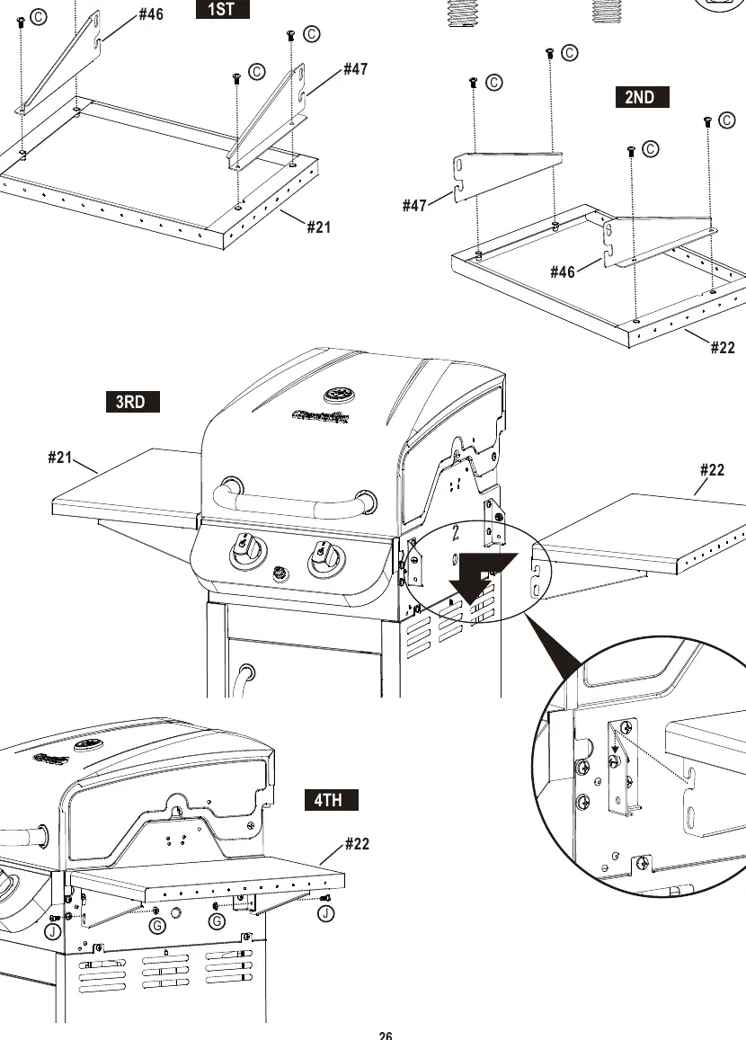 Assembly Step 10: Installing side shelves.