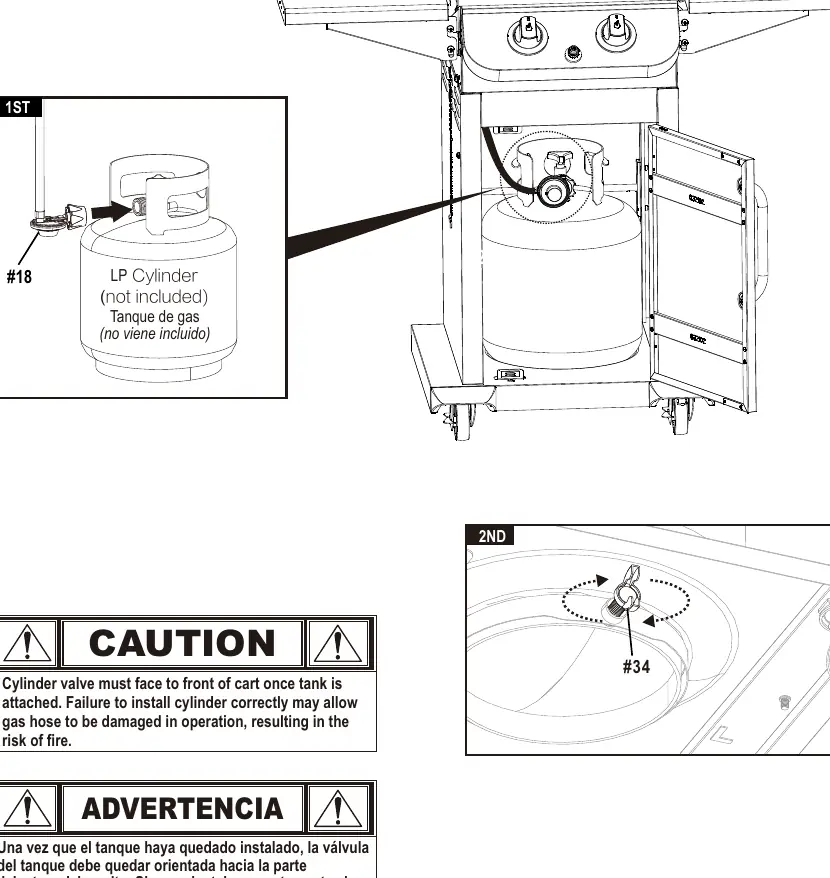Assembly Step 16: Connecting the LP cylinder.