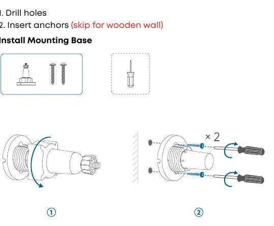 Mounting base installation steps.