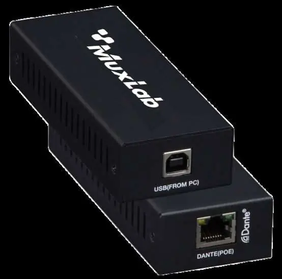MuxLab 500550 Dante 2-Channel USB Audio Encoder/Decoder