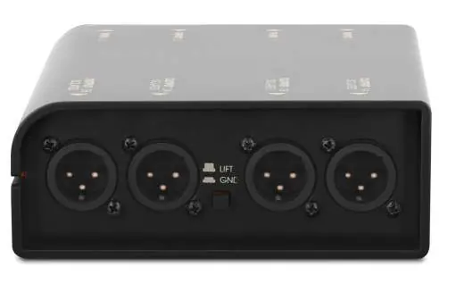 Front view of the peene line splitter showing inputs and outputs.