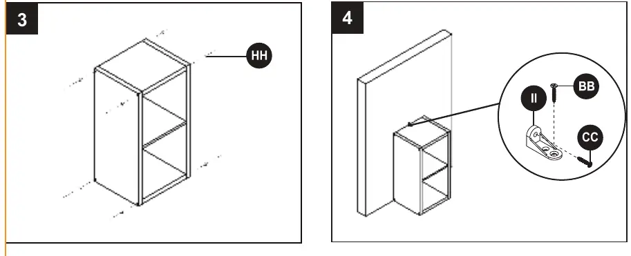Assembly steps 3 and 4, including anti-tip device installation.