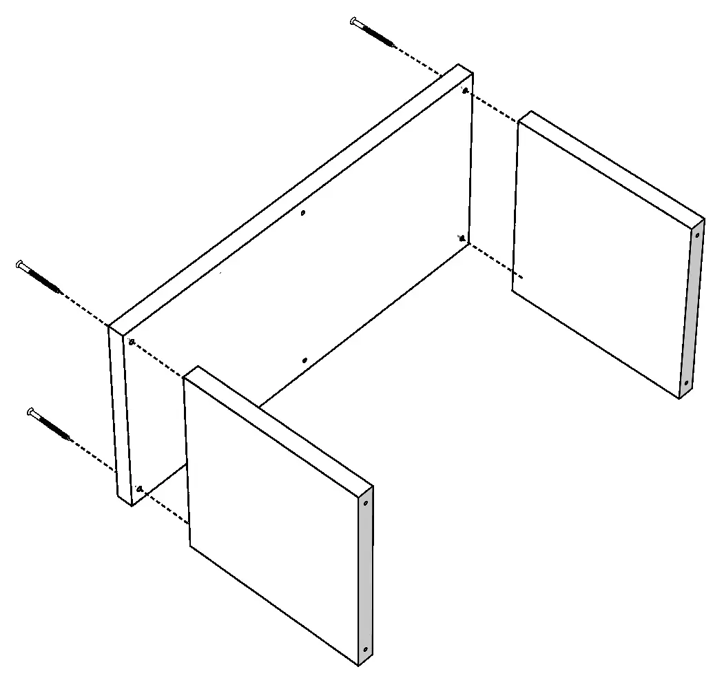 Step 1: Securing side panels to top/bottom panels.