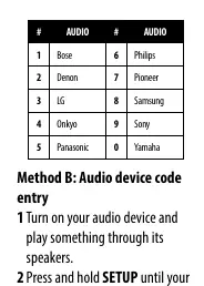 Audio Device Brand Codes