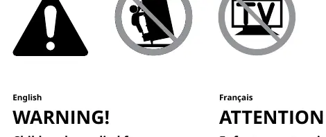 Safety warnings regarding furniture tipover.