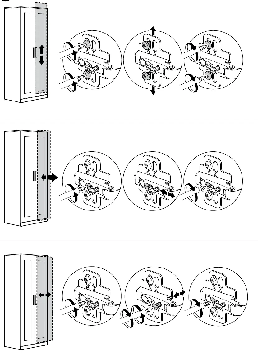 Hinge adjustment instructions.