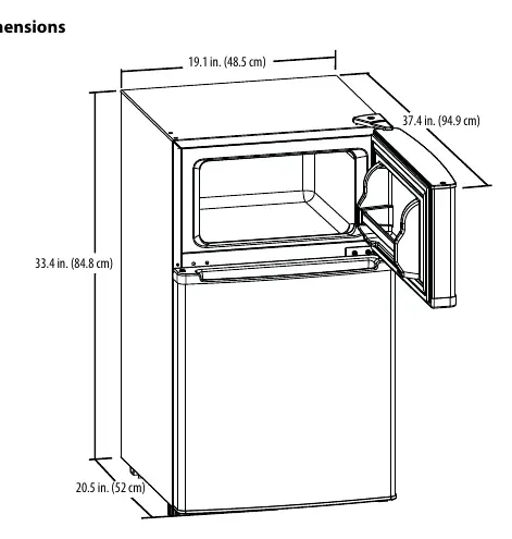 Dimensions of the refrigerator