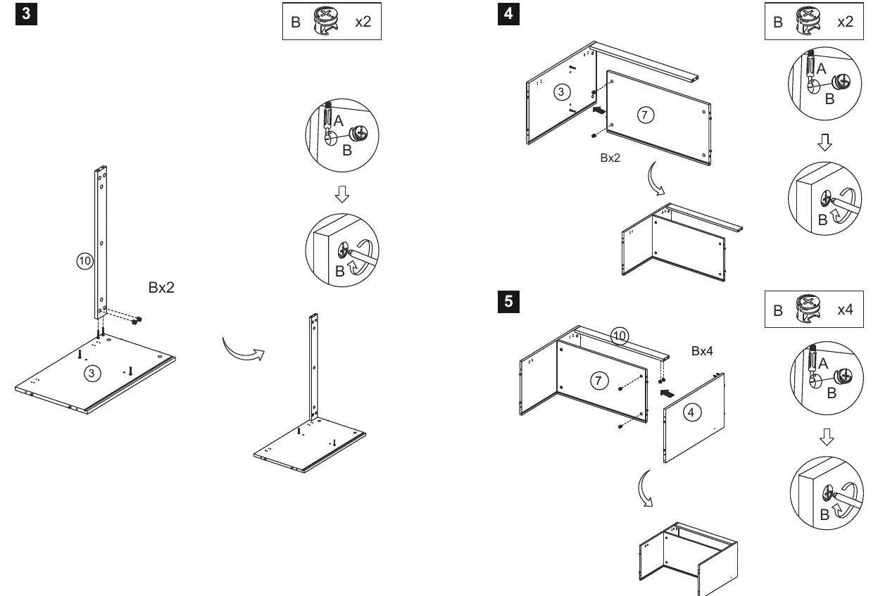 Frame assembly steps 3, 4, and 5