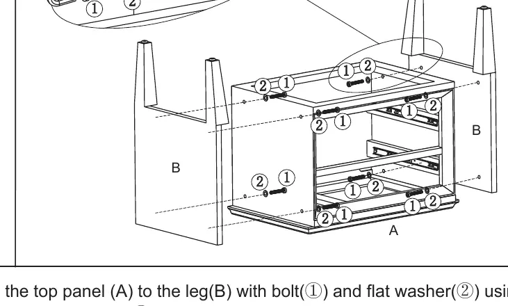 Step 2: Attaching legs to the top panel