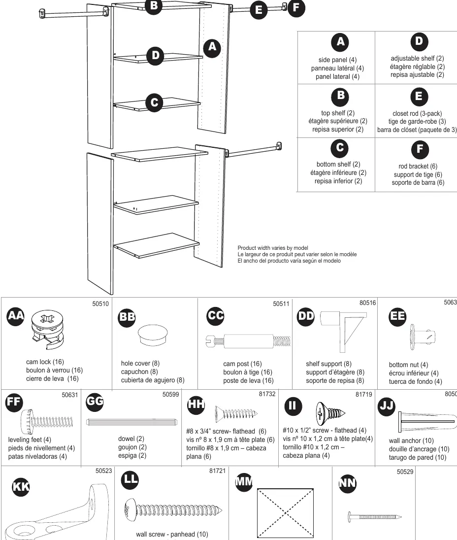 Parts list and identification diagram.