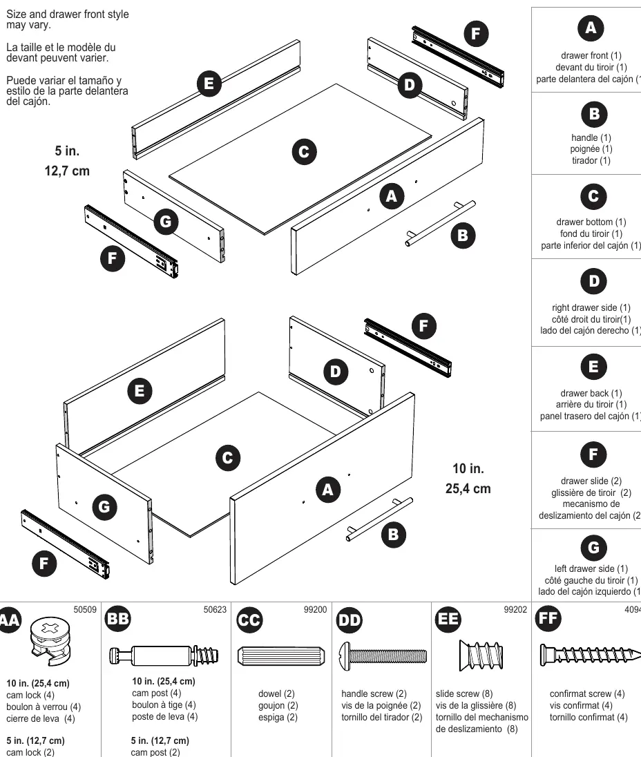 Drawer parts identification.