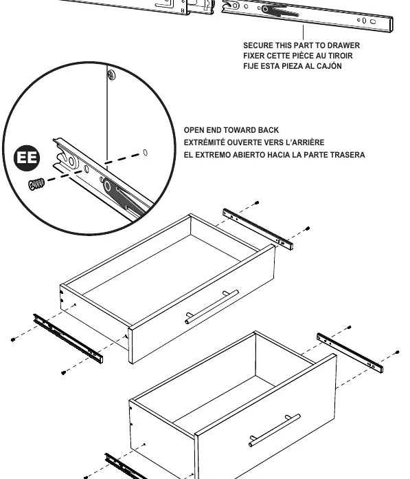 Drawer slide installation detail.