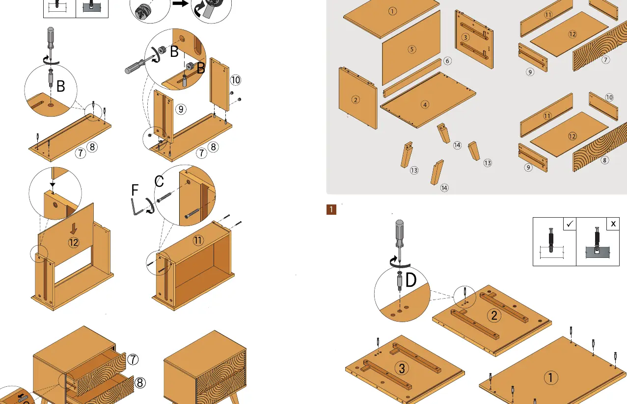 Assembly steps 1 and 8-9