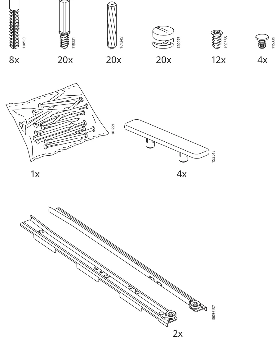 Parts and hardware list