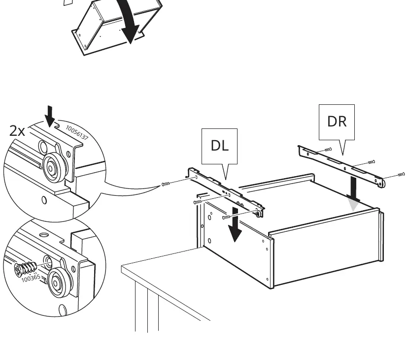 Step 20: Attaching drawer rails