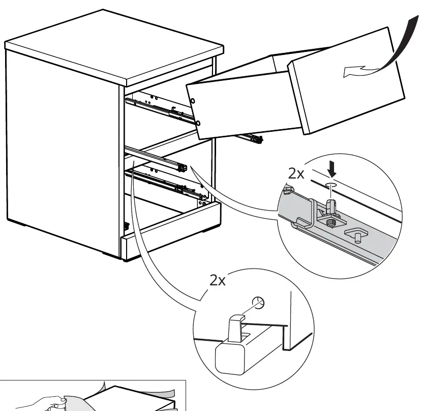 Inserting the drawers