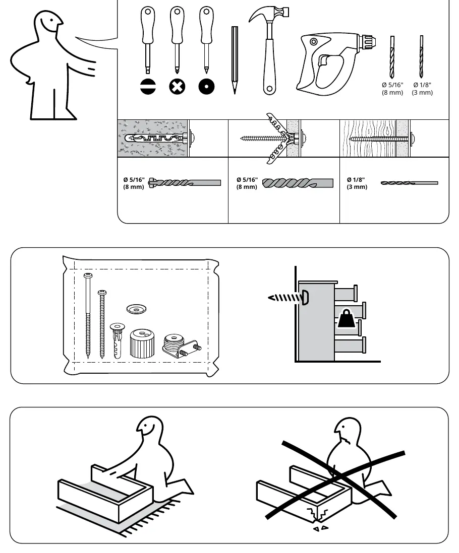 Tools required for assembly.