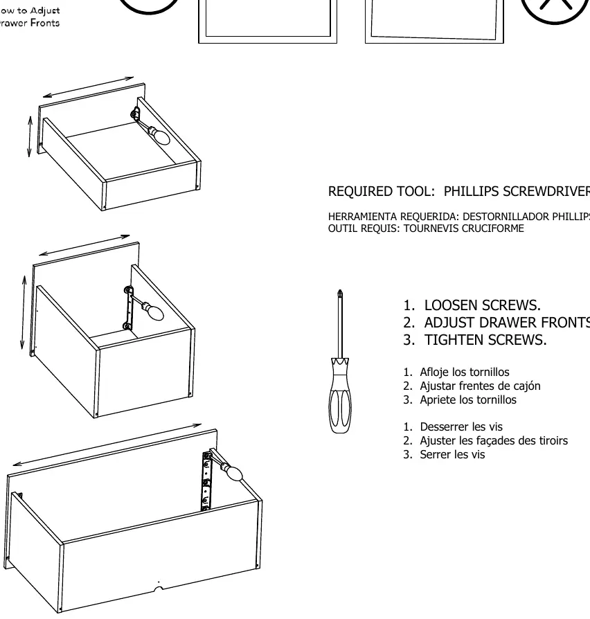 Drawer front adjustment